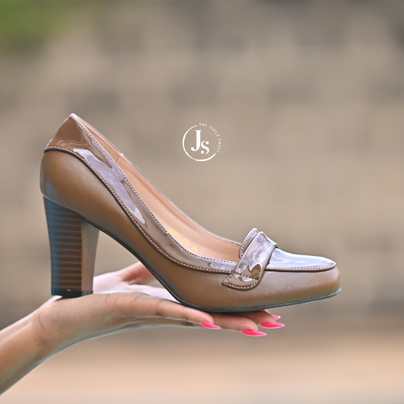 Dark brown chunky heels